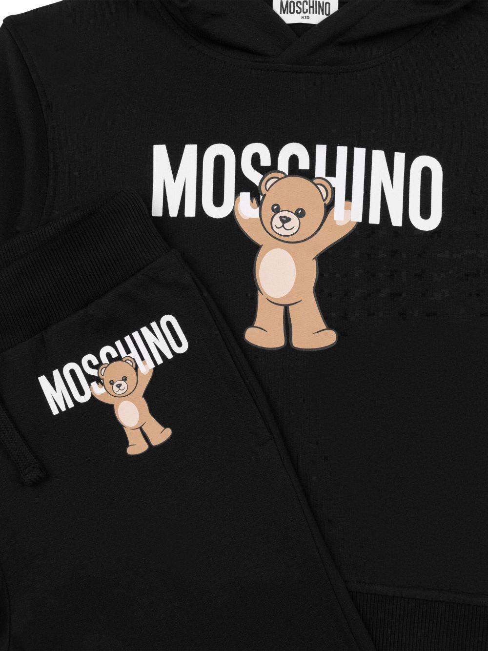 Tuta sportiva per bambini Moschino Kids nero con stampa Teddy HUK04ALCA40 60100 MOSCHINO KIDS