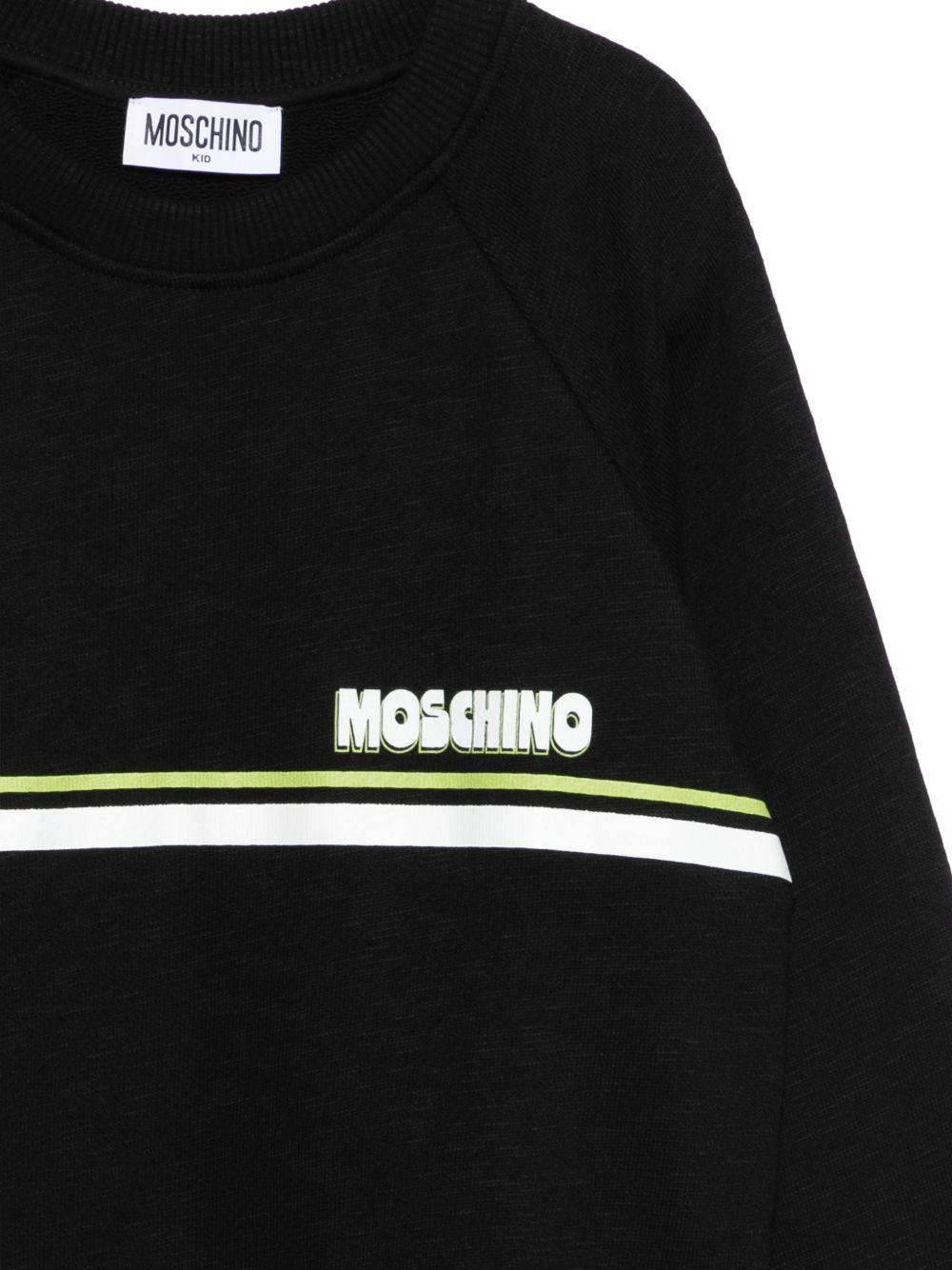 Felpa per bambino Moschino Kids nera con logo sul davanti HUF09MLCA88 60100 MOSCHINO KIDS