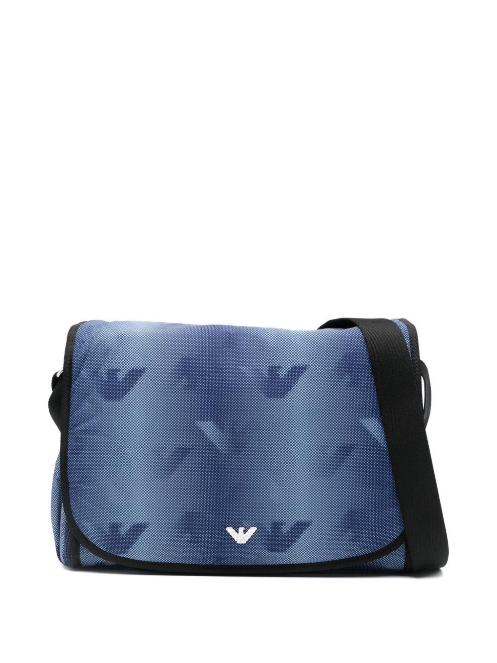 Borsa mamma per neonato Emporio Armani Kids blu con stampa Aquila all-over EB000407 AF21523 FB407 EMPORIO ARMANI KIDS