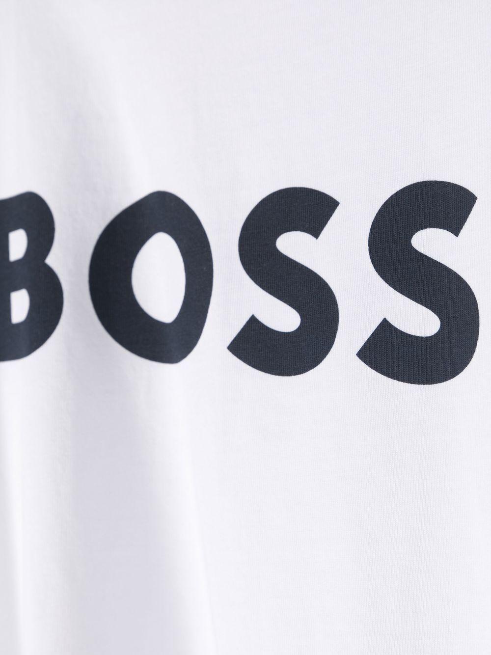 T-shirt per bambino Boss Kids bianca con stampa logo sul davanti J25P24 10P BOSS KIDS
