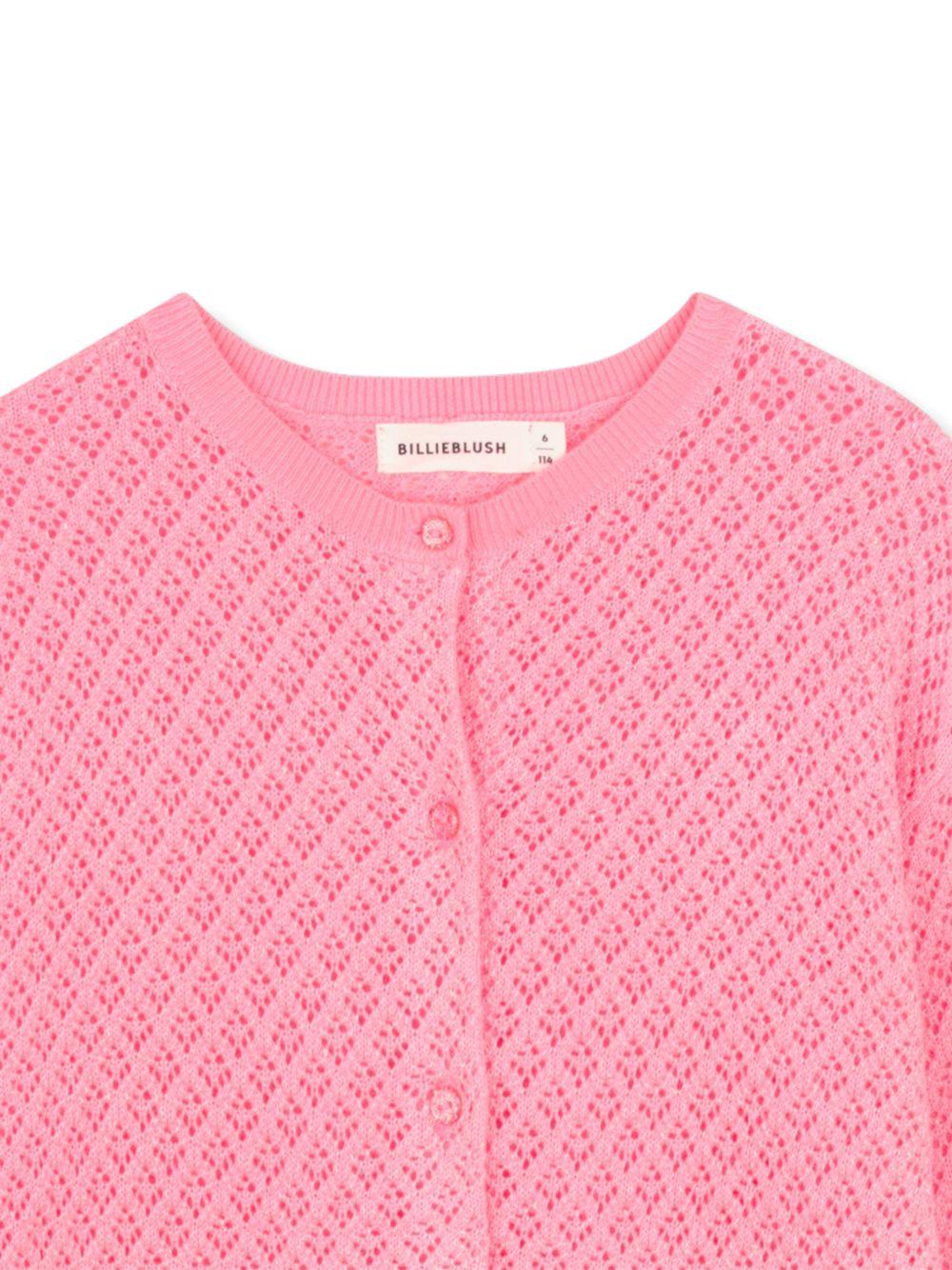 Cardigan per bambina Billieblush rosa con texture traforata U21911 499 BILLIEBLUSH