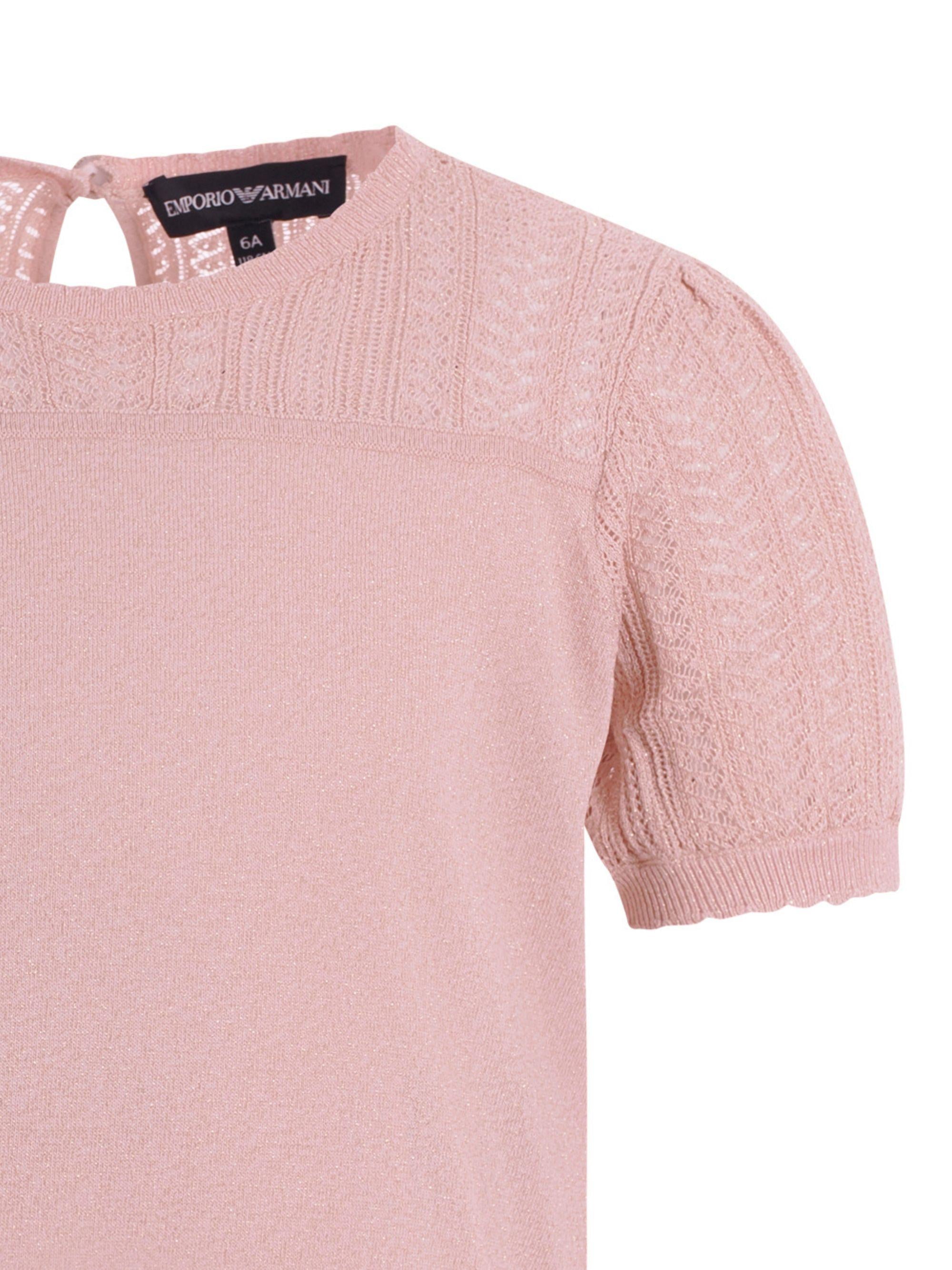 T-shirt per bambina Emporio Armani Kids rosa con maniche corte a sbuffo EG000778 AF22791 U4013 EMPORIO ARMANI KIDS