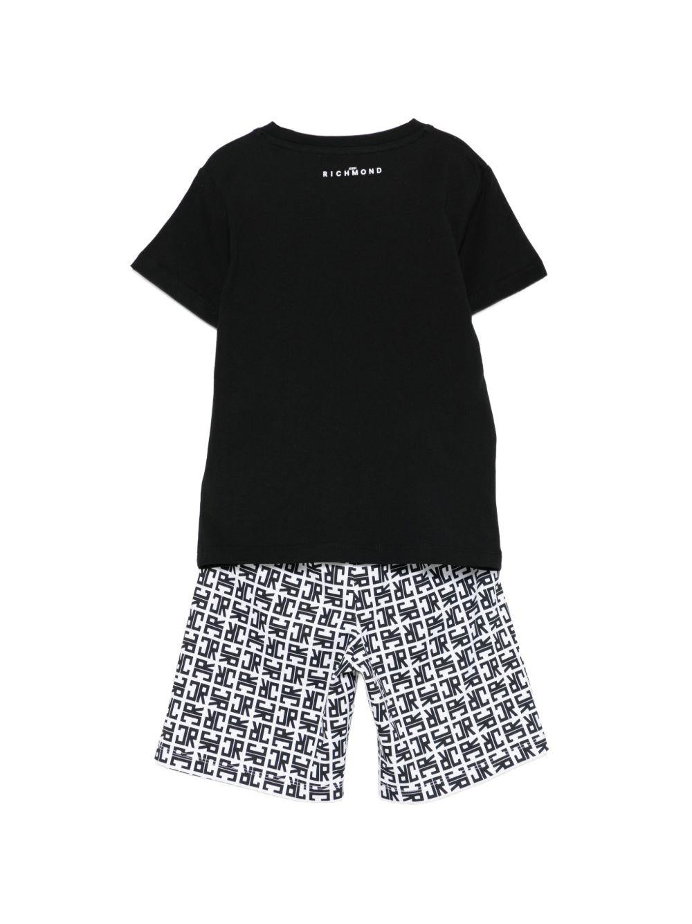 Set due pezzi per bambino Jhon Richmond Junior nero con monogramma RBP26004CJ BLACK JOHN RICHMOND JUNIOR
