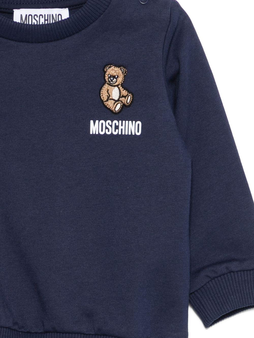 Felpa per neonati Moschino Kids blu con ricamo Teddy Bear MUF06BLCA19 40016 MOSCHINO KIDS