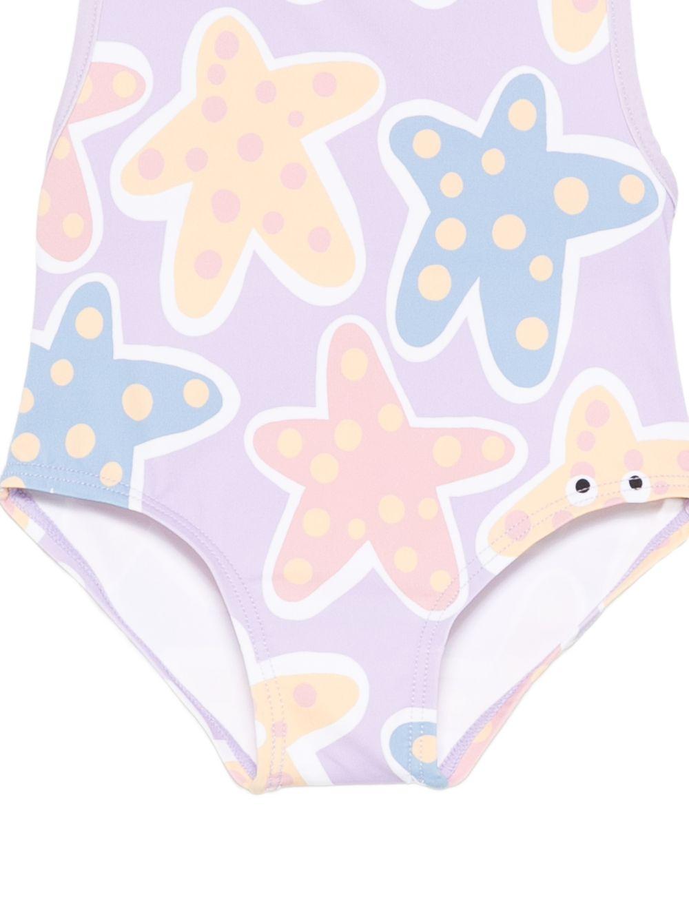 Costume intero per neonata Stella McCartney Kids viola con stampa grafica stelle marine TYC079 Z3583 539MC STELLA McCARTNEY KIDS