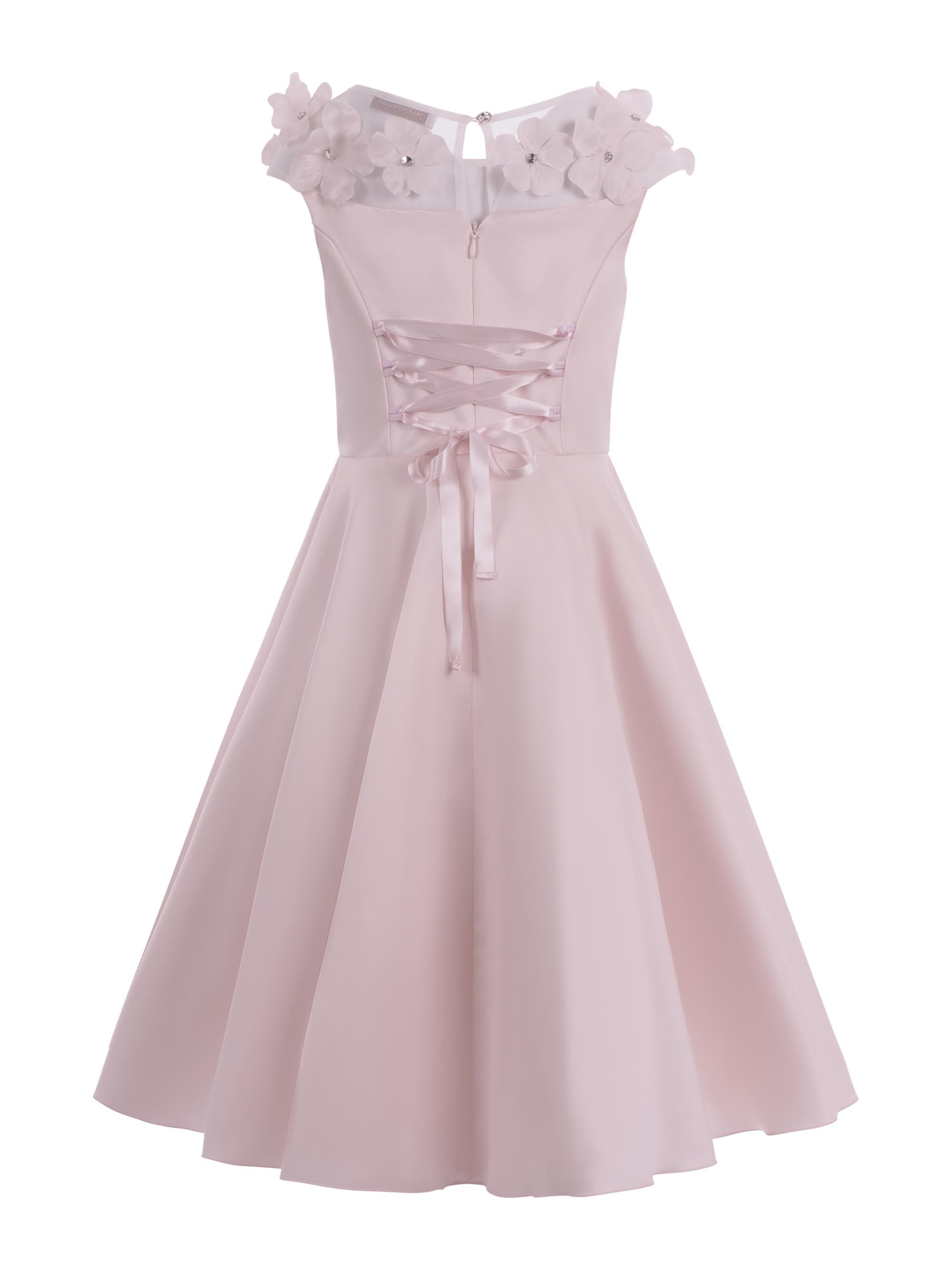 Abito per bambina Monnalisa rosa con applicazione a fiori 77G900 7121 0092 MONNALISA