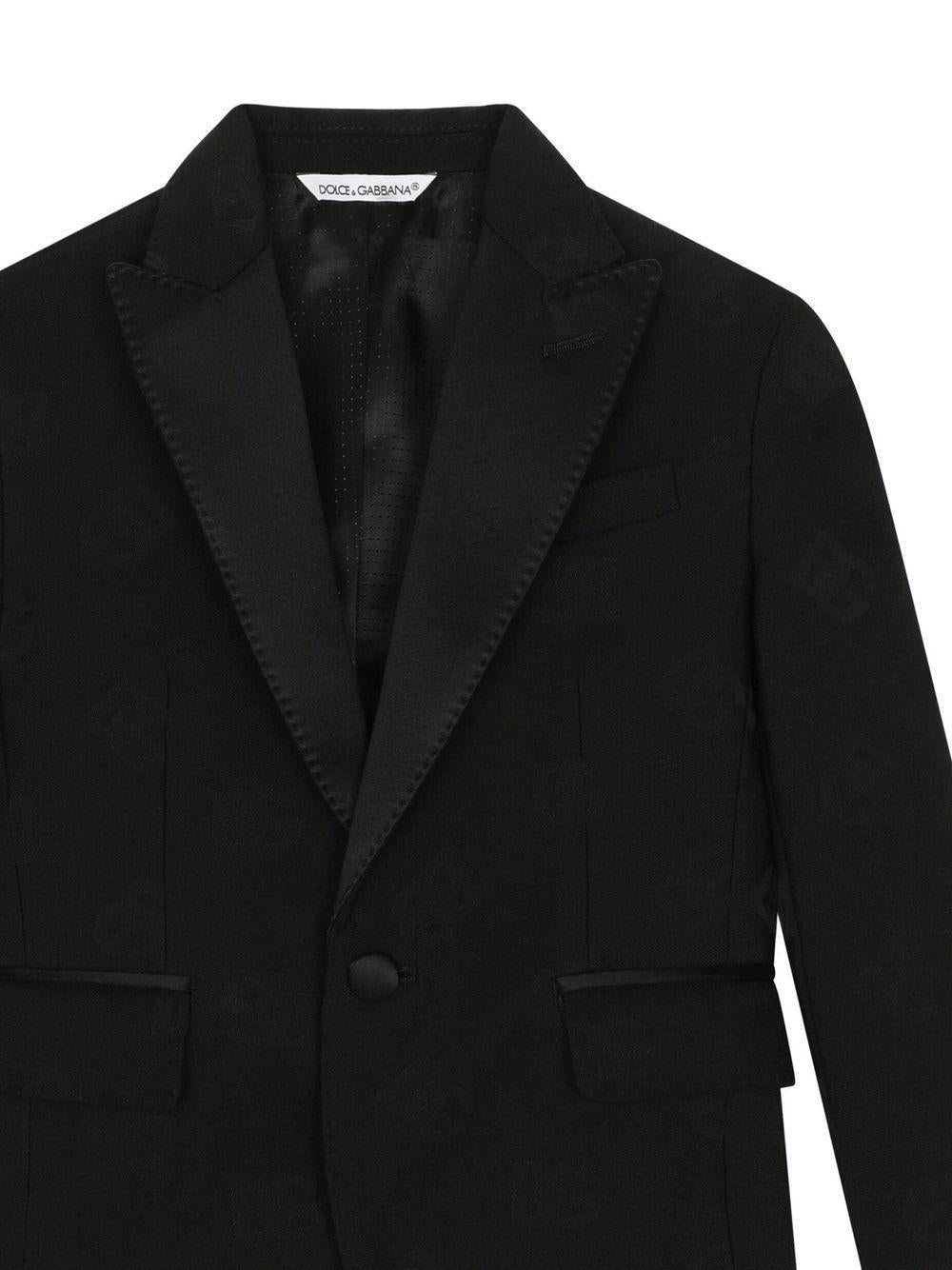 Blazer monopetto per bambino Dolce & Gabbana Kids nero con effetto jacquard L41J70 FJBAK N0000 DOLCE & GABBANA KIDS