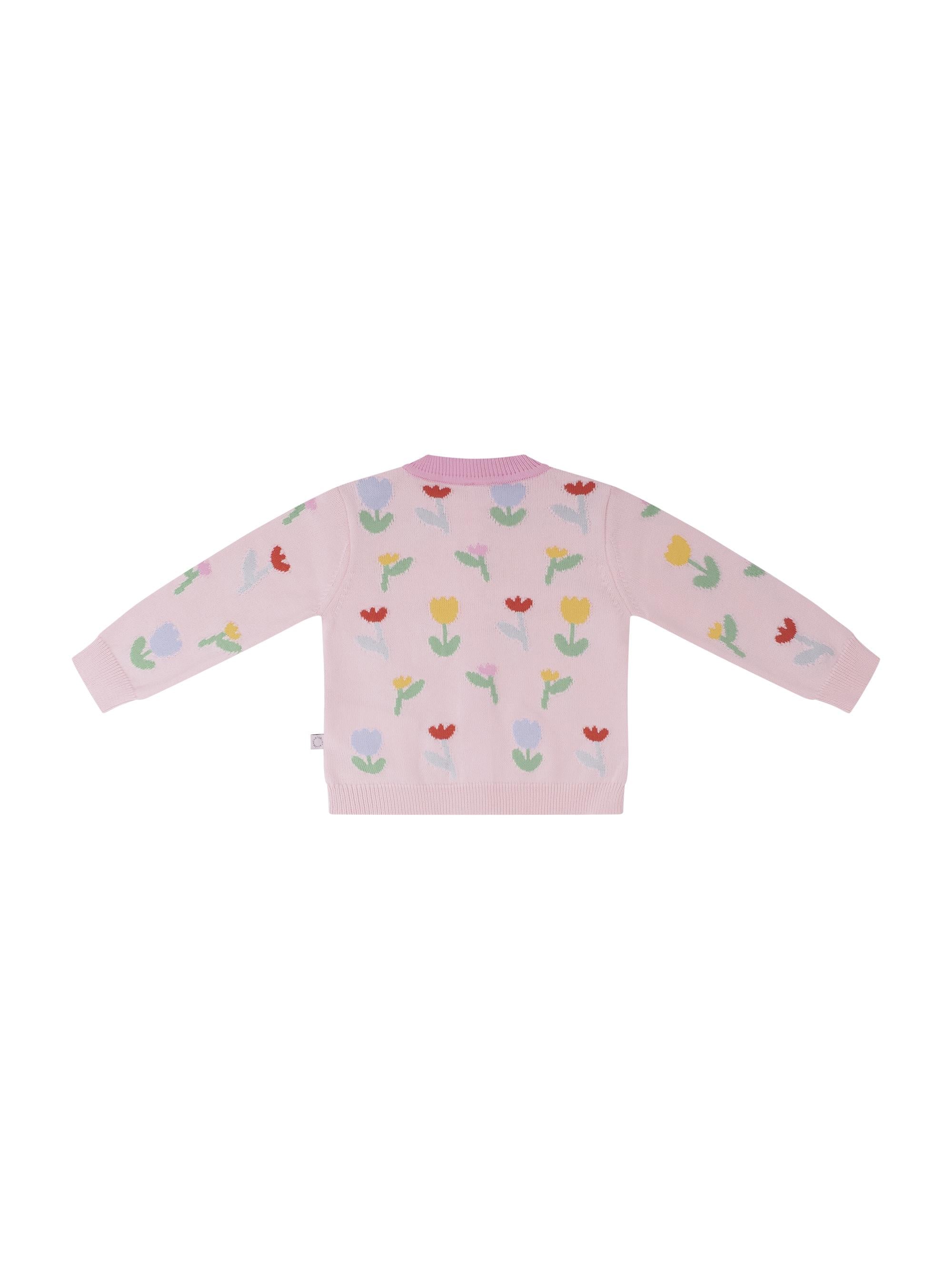 Cardigan per neonata Stella McCartney Kids rosa con ricamo fiori TY9130 Z2423 51Z STELLA McCARTNEY KIDS