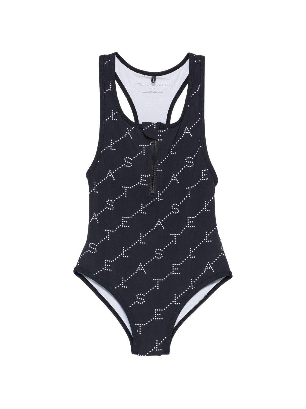 Costume per bambina Stella McCartney Kids nero con stampa logo all-over TYCA09 Z3479 930BC STELLA McCARTNEY KIDS