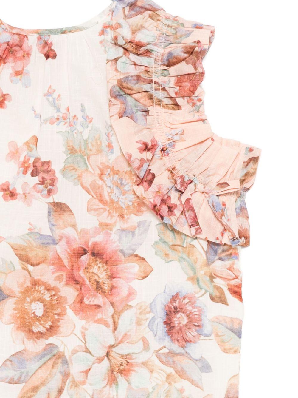 T-shirt Awaken per bambina Zimmermann Kids rosa con stampa floreale 5943TR S261 ZIMMERMANN KIDS
