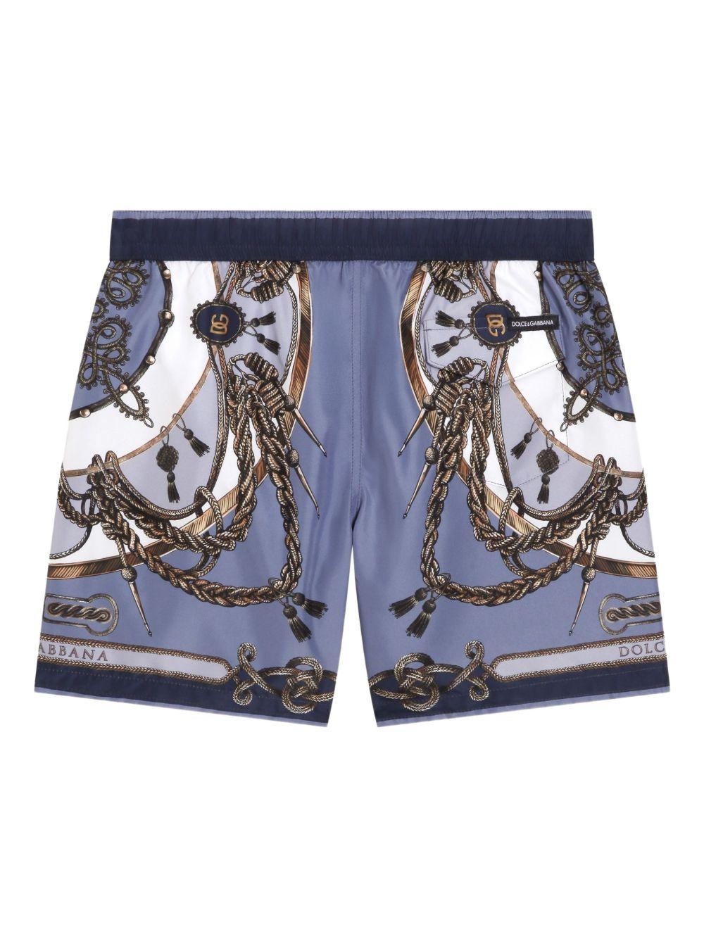 Costume da bagno per bambino Dolce & Gabbana Kids blu con stampa L4J850 ON0CO HT5XB DOLCE & GABBANA KIDS