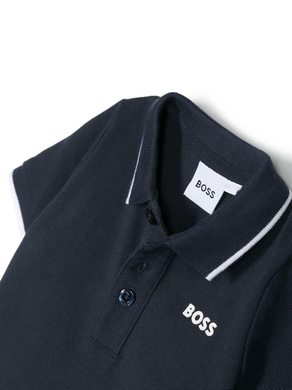Polo con stampa per neonato BOSS Kidswear blu con orlo dritto J05P13 849 BOSS KIDS