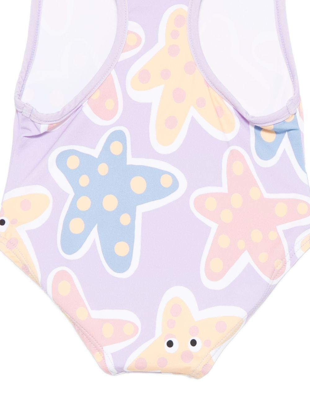 Costume intero per neonata Stella McCartney Kids viola con stampa grafica stelle marine TYC079 Z3583 539MC STELLA McCARTNEY KIDS