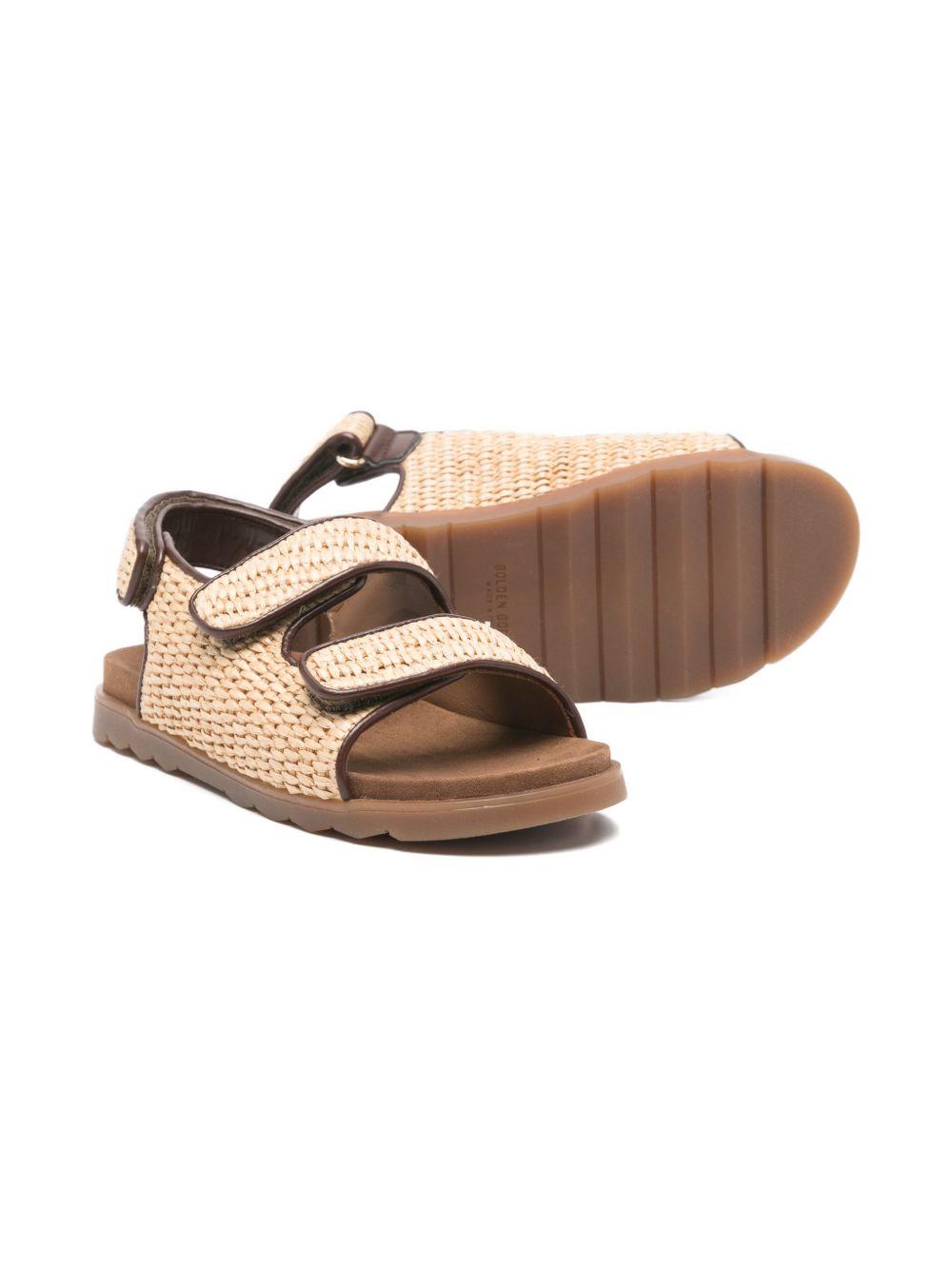 Sandali per bambini Golden Goose Kids beige con cinturino in rafia F00965F007669 15400 GOLDEN GOOSE KIDS