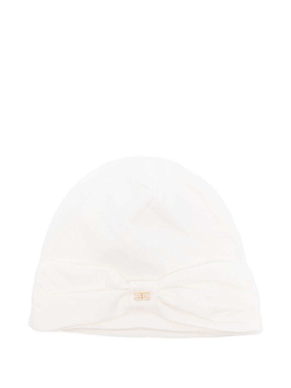 Berretto per neonata Elisabetta Franchi La Mia Bambina bianco con fiocco ENCP0750JF054 0000 ElISABETTA FRANCHI