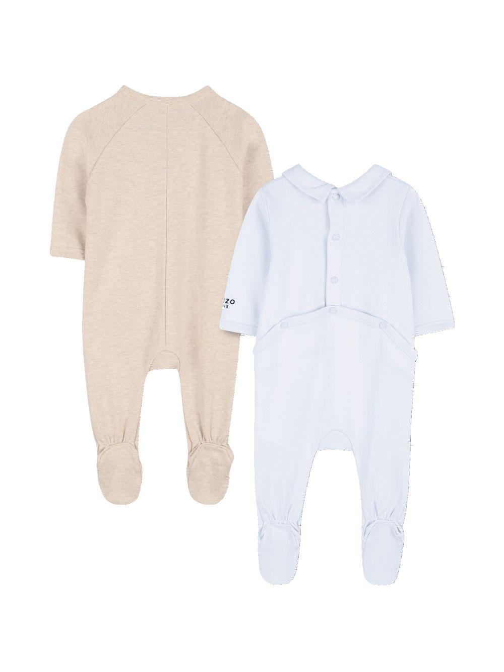 Tutine per neonata Kenzo Kids azzurro e beige con applicazioni logo K61614 77M KENZO KIDS