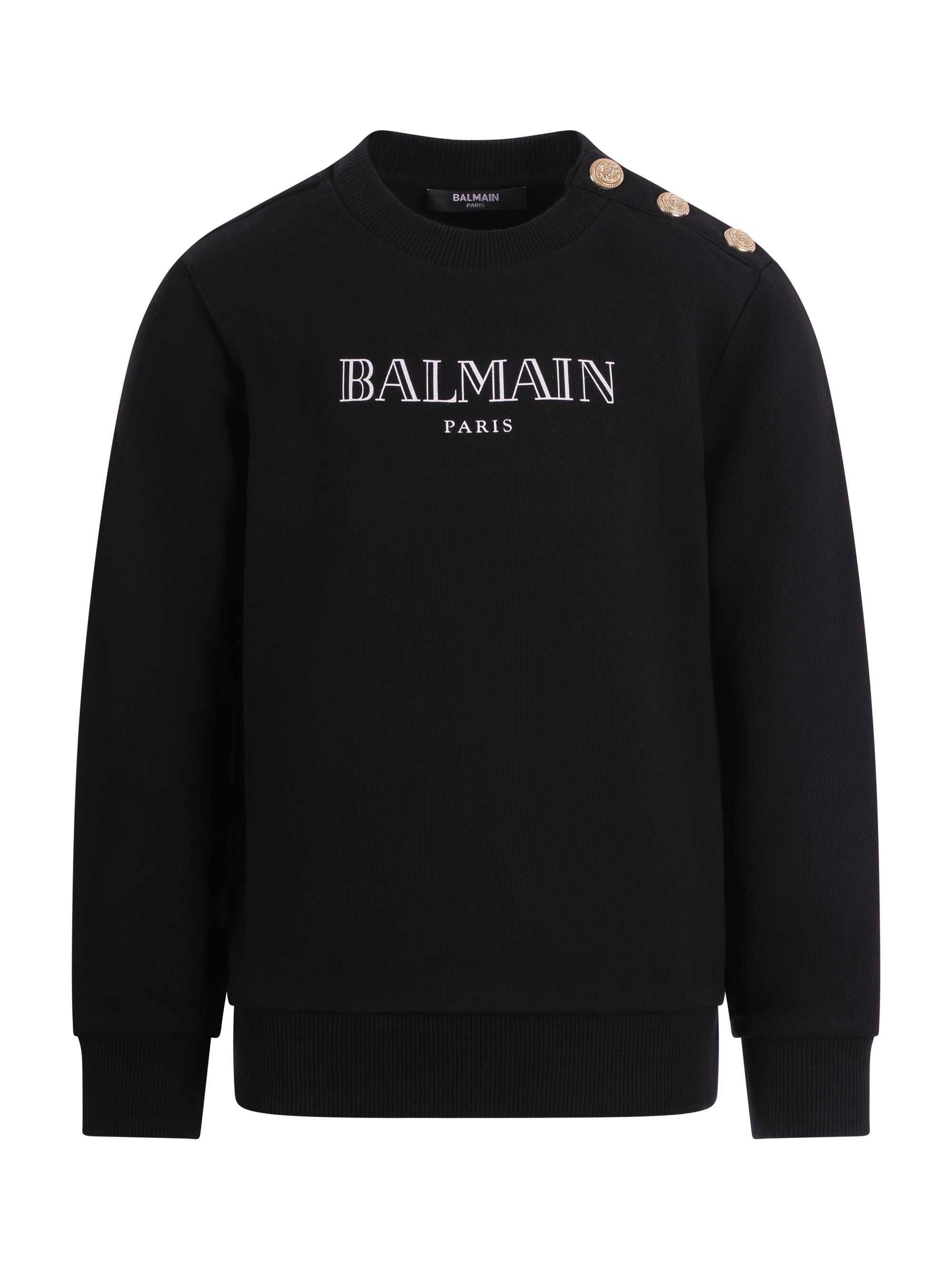 Felpa per bambino Balmain Kids nera con logo sul davanti BY4P20 Z3183 930BC BALMAIN KIDS