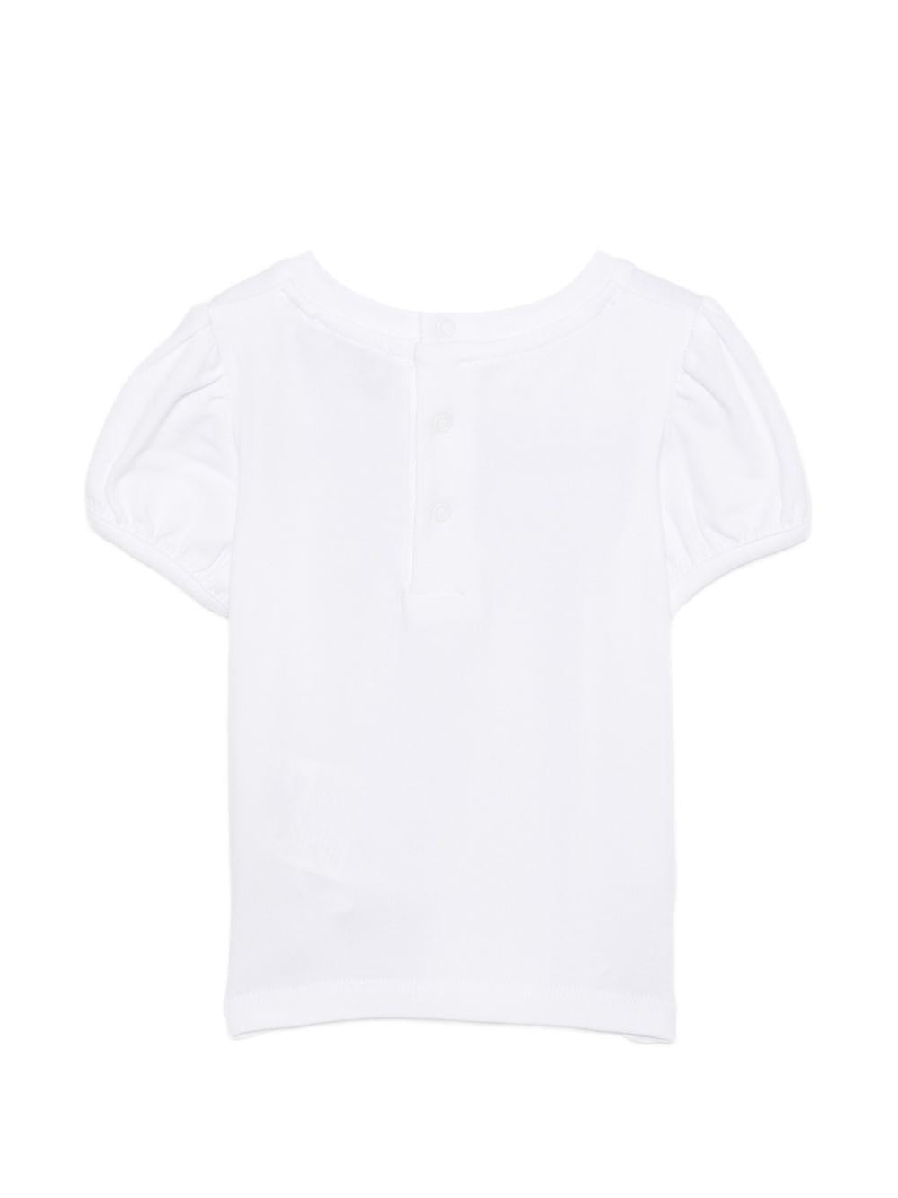T-shirt per neonata Moschino Kids bianco con maniche a palloncino MDM03PLBA00 10101 MOSCHINO KIDS