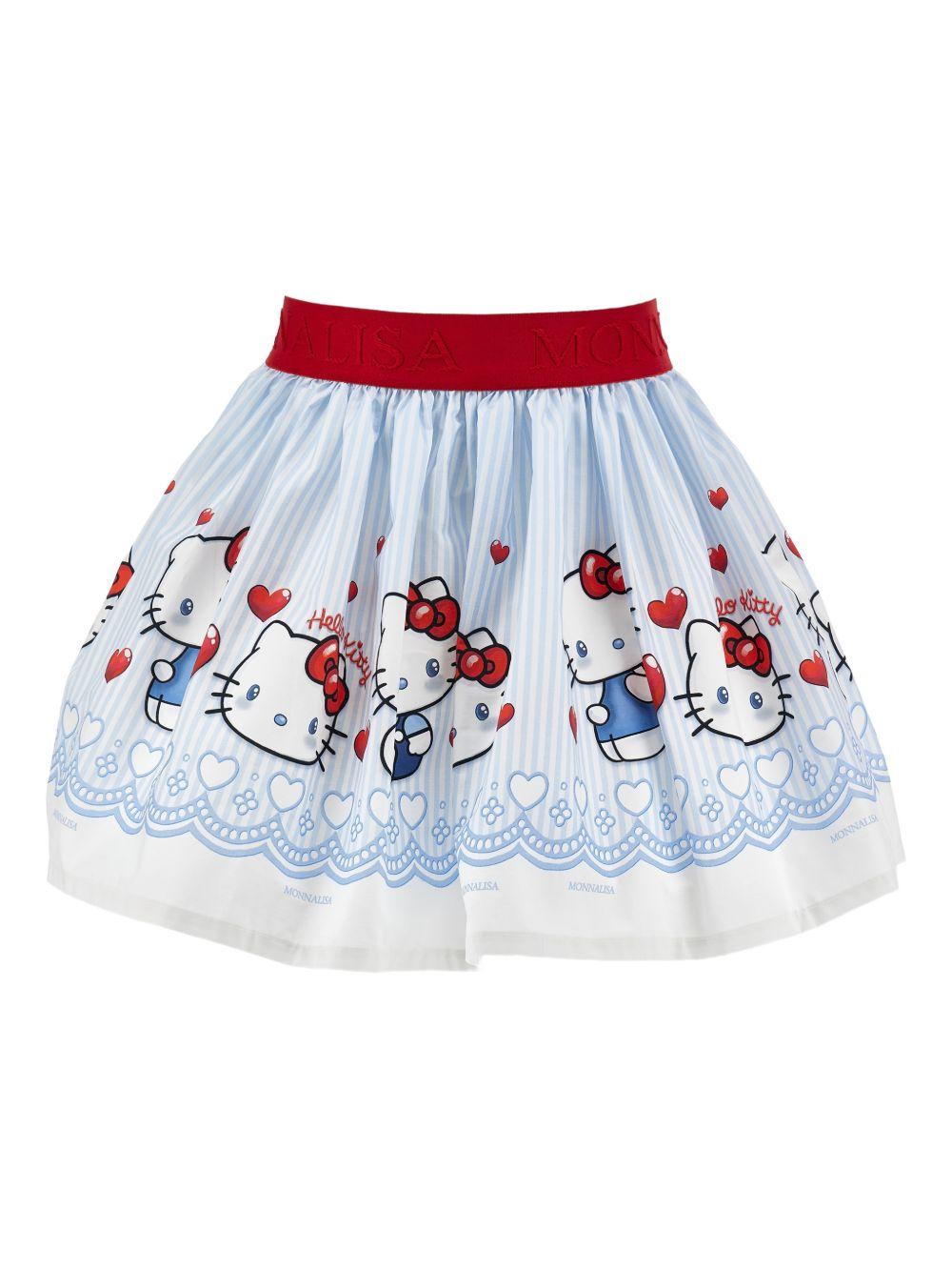 Gonna per bambina Monnalisa Hello Kitty azzurro con stampa 11G704 7606 9958 MONNALISA