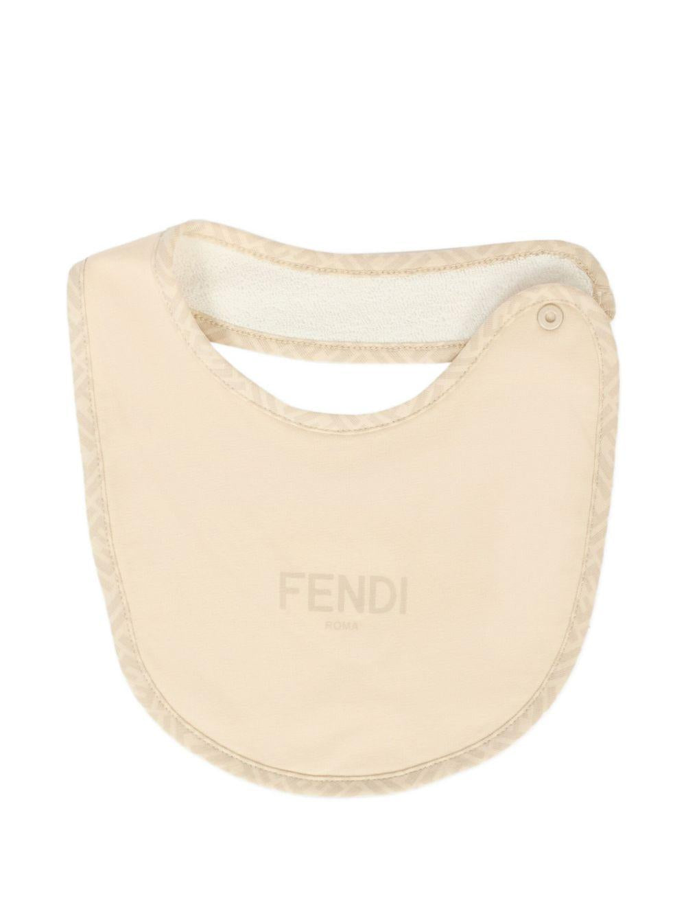 Bavaglini per neonati Fendi Kids beige con motivo con logo FF BUJ307 ST8 F19J5 FENDI KIDS