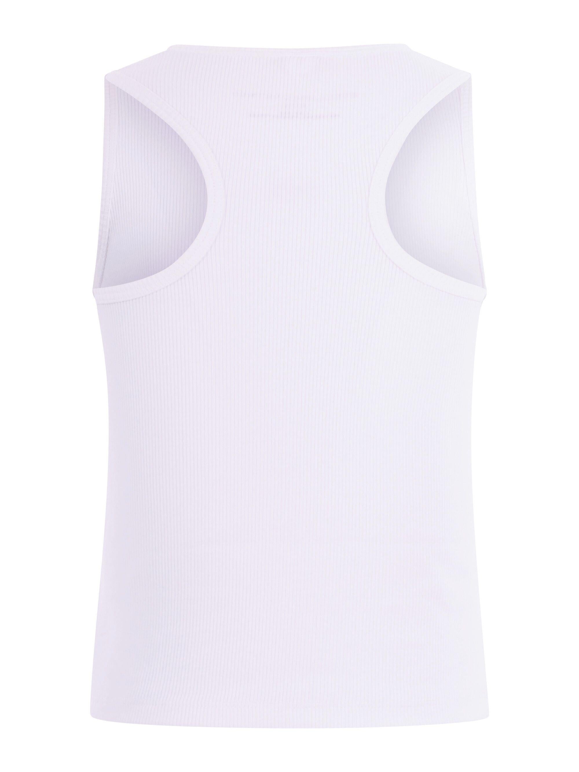 Canotta per bambina Stella McCartney Kids bianca con logo sul davanti a contrasto TY8B92 Z2016 100 STELLA McCARTNEY KIDS