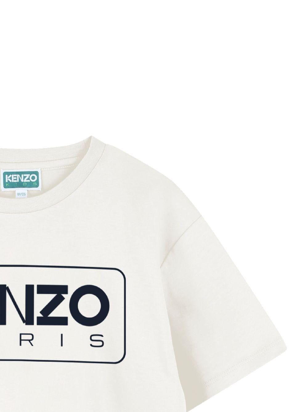 T-shirt per bambino Kenzo Kids bianco con logo sul davanti K61494 117 KENZO KIDS