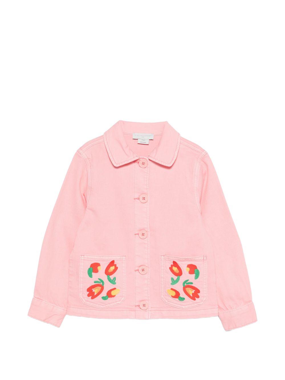 Giacca per bambina Stella McCartney Kids rosa con ricamo a fiori TY2A57 Z0156 509 STELLA McCARTNEY KIDS
