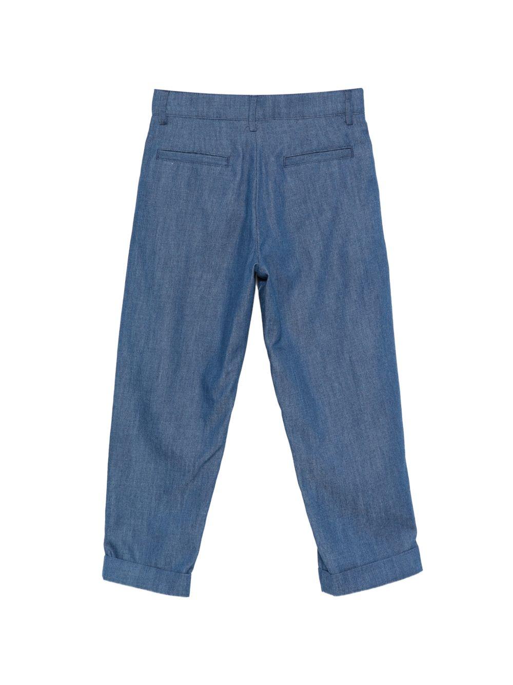 Pantaloni per bambino Balmain Kids blu con pieghe anteriori BY6R50 P0588 625 BALMAIN KIDS