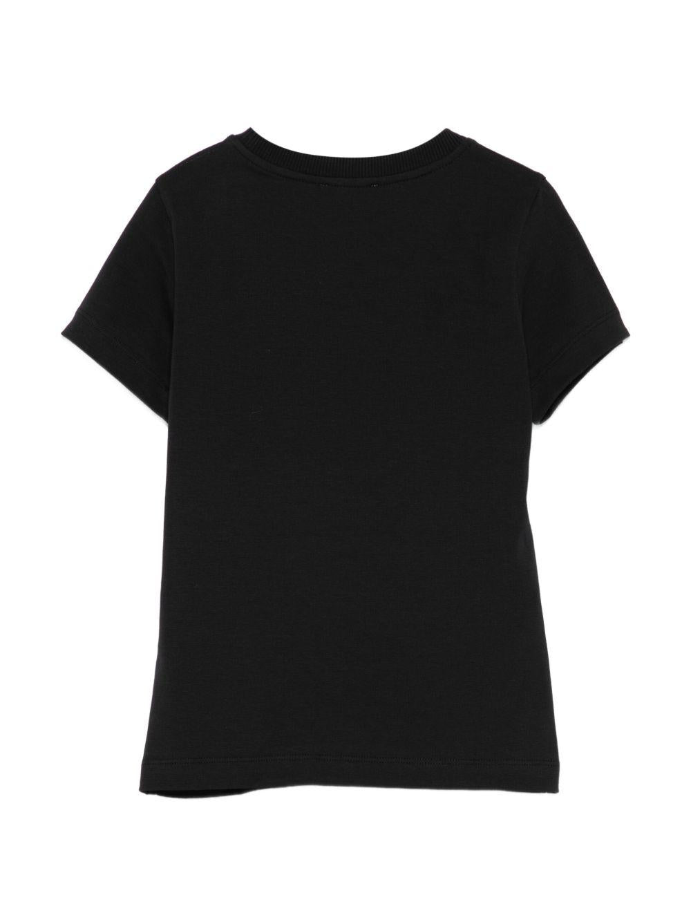 T-shirt per bambini Moschino Kids nero con stampa logo HUM05JLBA24 60100 MOSCHINO KIDS
