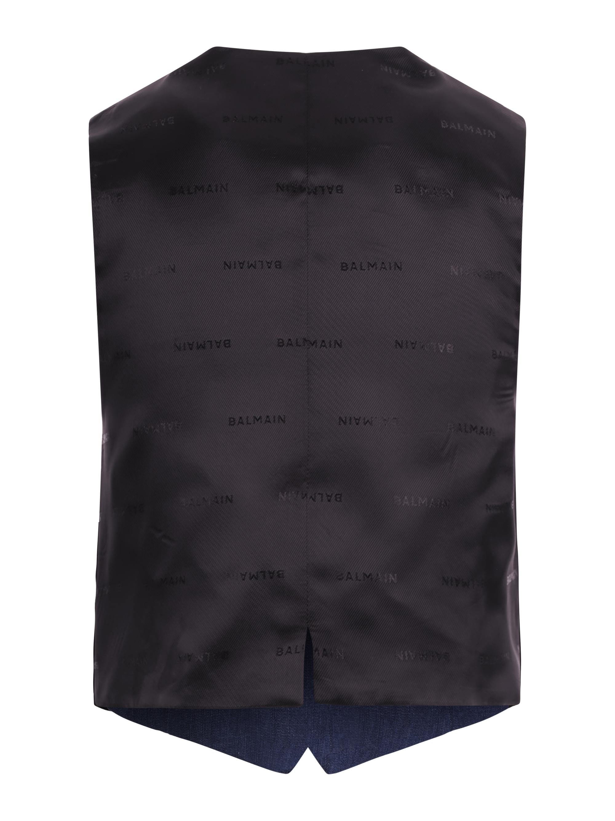 Gilet per bambino Balmain Kids blu con bottoni dorati BY2P82 P0588 625 BALMAIN KIDS