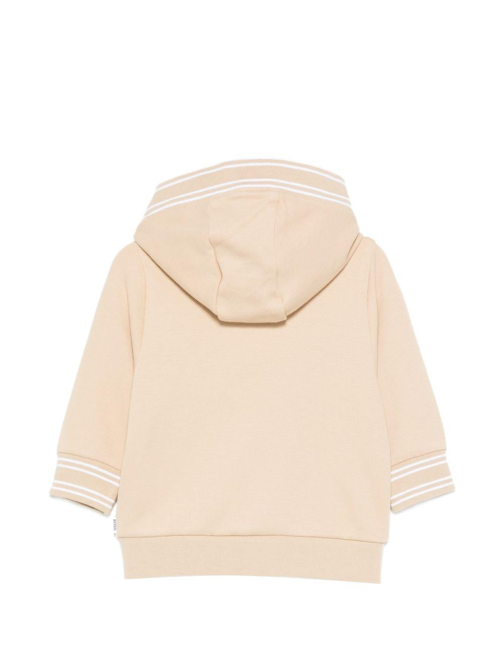 Felpa per neonato Boss Kids beige con cappuccio e tasca J52869 249 BOSS KIDS