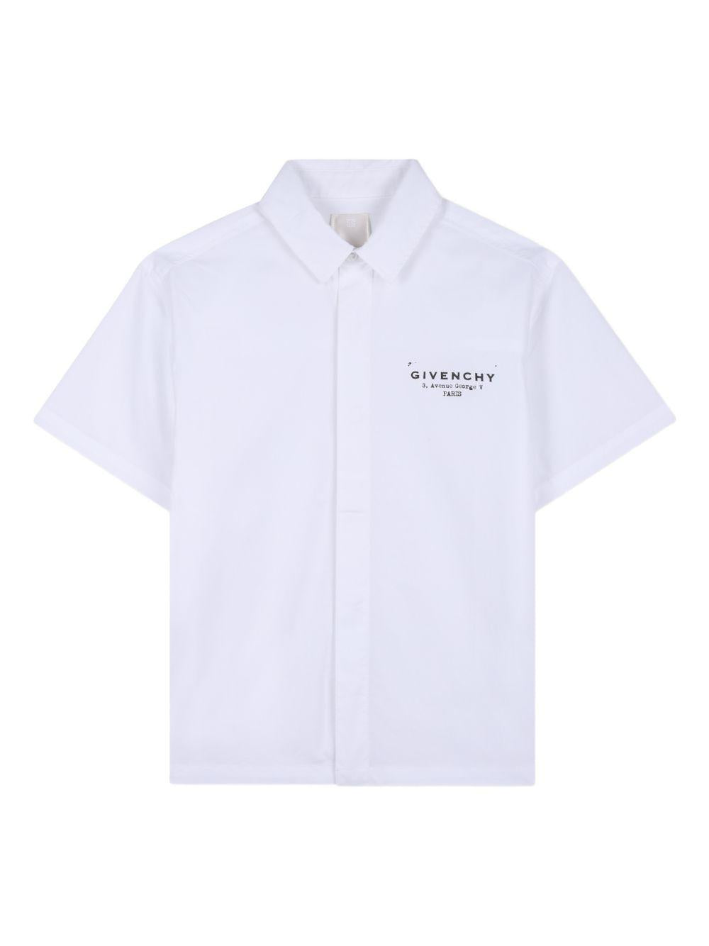 Camicia per bambino Givenchy Kids bianca con logo sul davanti H31079 10P GIVENCHY KIDS