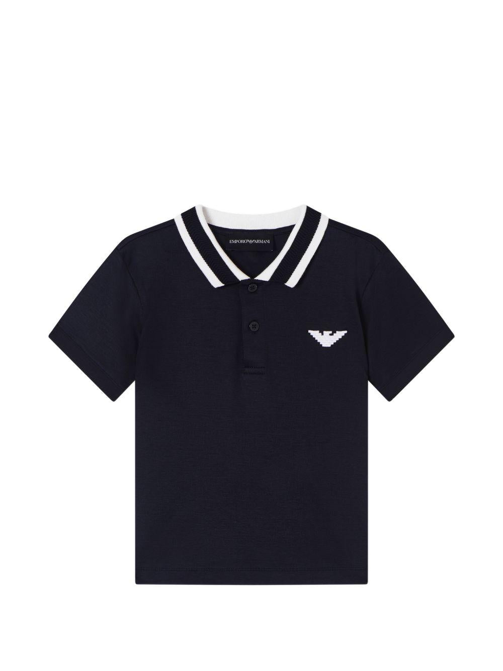 T-shirt per bambino Emporio Armani Kids blu con logo sul davanti EB000910 AF10127 UB118 EMPORIO ARMANI KIDS