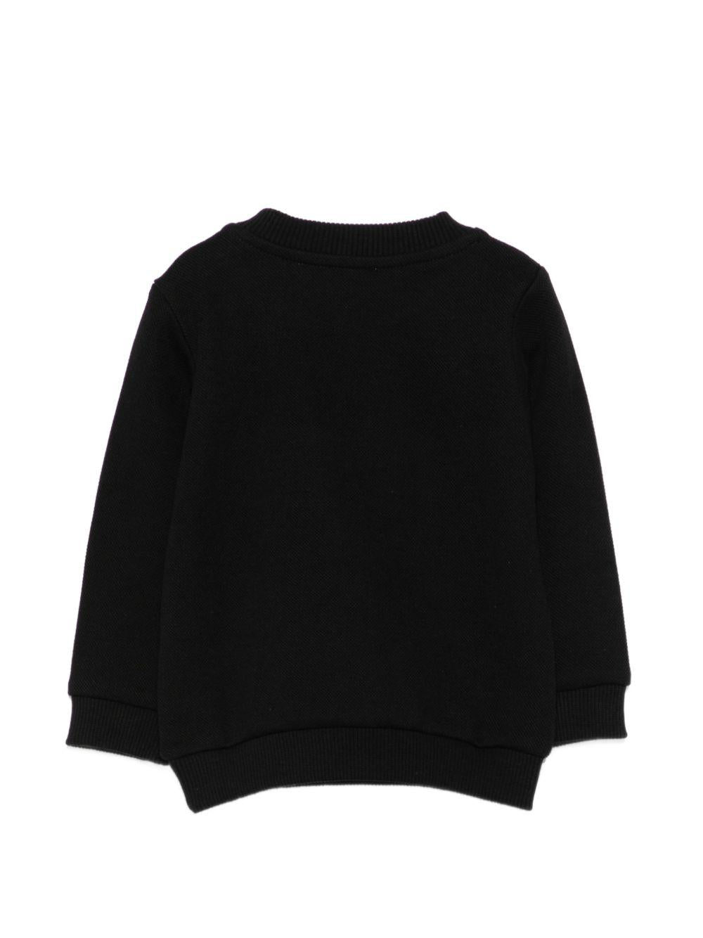 Felpa per neonati Moschino Kids nera con stampa Teddy Bear e logo sul davanti MWF060LCA90 60100 MOSCHINO KIDS