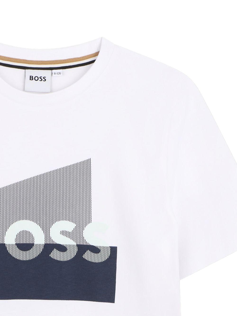 T-shirt per bambino Boss Kids bianco con stampa grafica J52978 10P BOSS KIDS