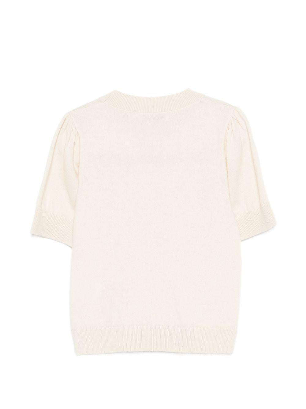 T-shirt per bambina Bonpoint beige con ricamo ciliegie S06GJUK00005 103 BONPOINT