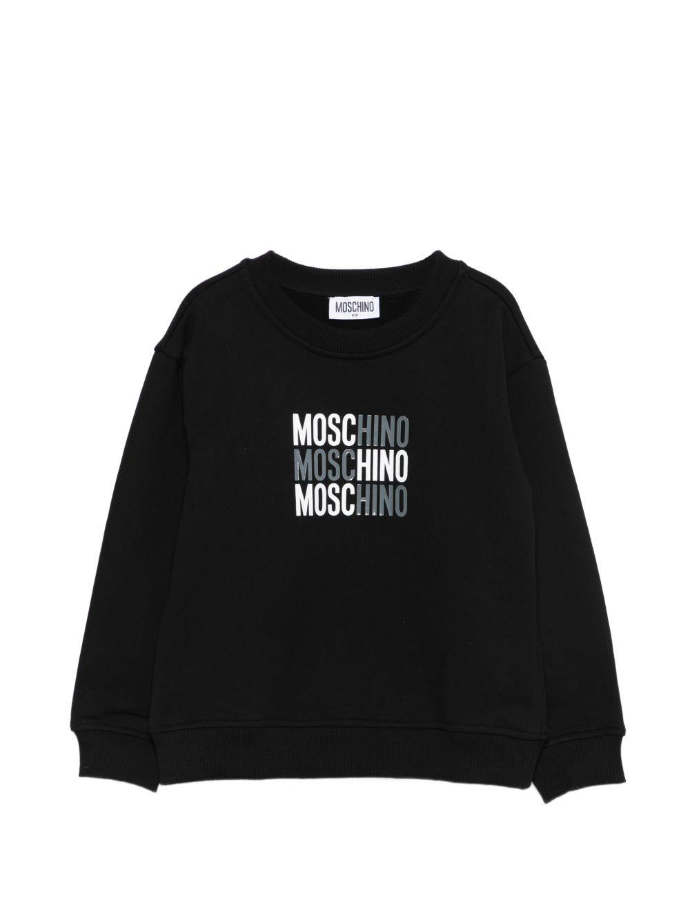 Felpa per bambini Moschino Kids nera con logo sul davanti HRF078LCA32 60100 MOSCHINO KIDS