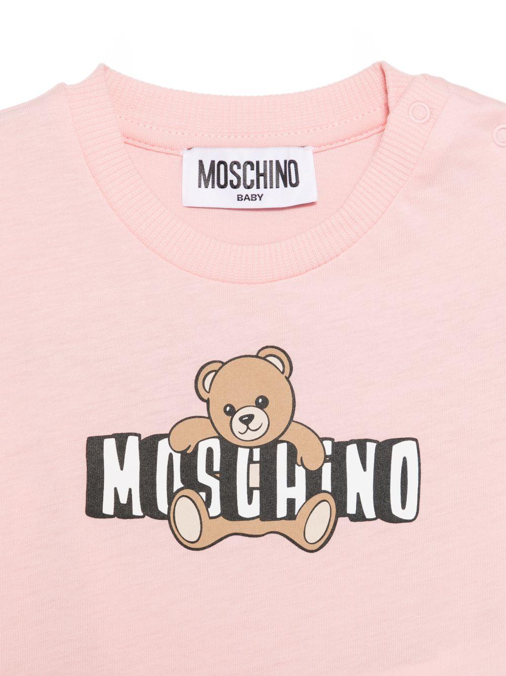 T-shirt per neonata Moschino Kids rosa con logo sul davanti MUM04PLAA03 50209 MOSCHINO KIDS