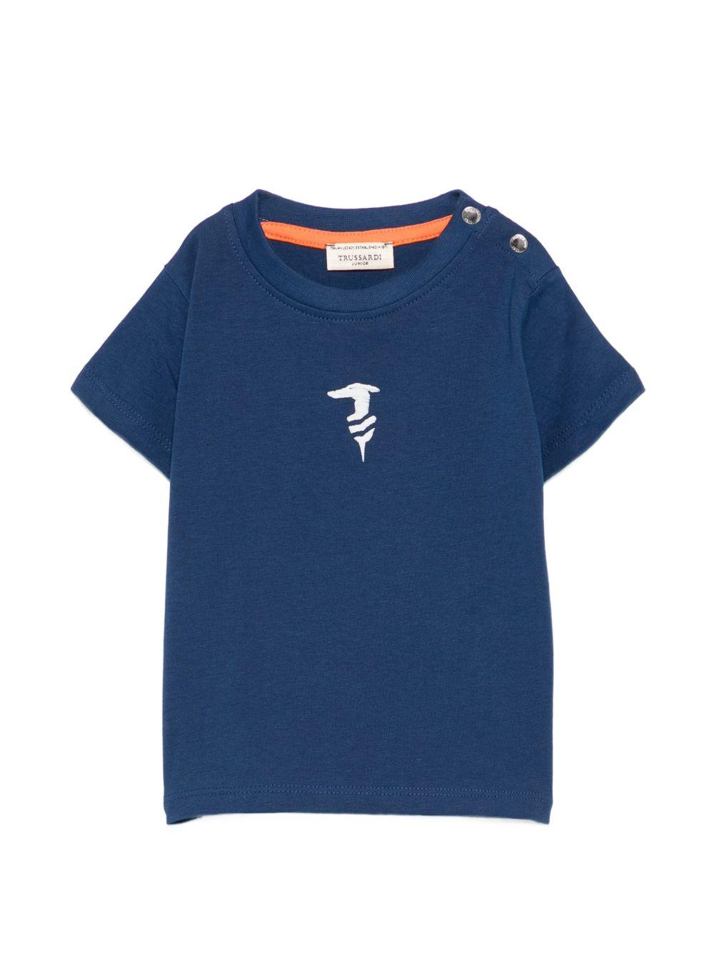 T-shirt per neonato Trussardi Junior blu con logo sul davanti TIP26048TS BLUE EST. TRUSSARDI JUNIOR