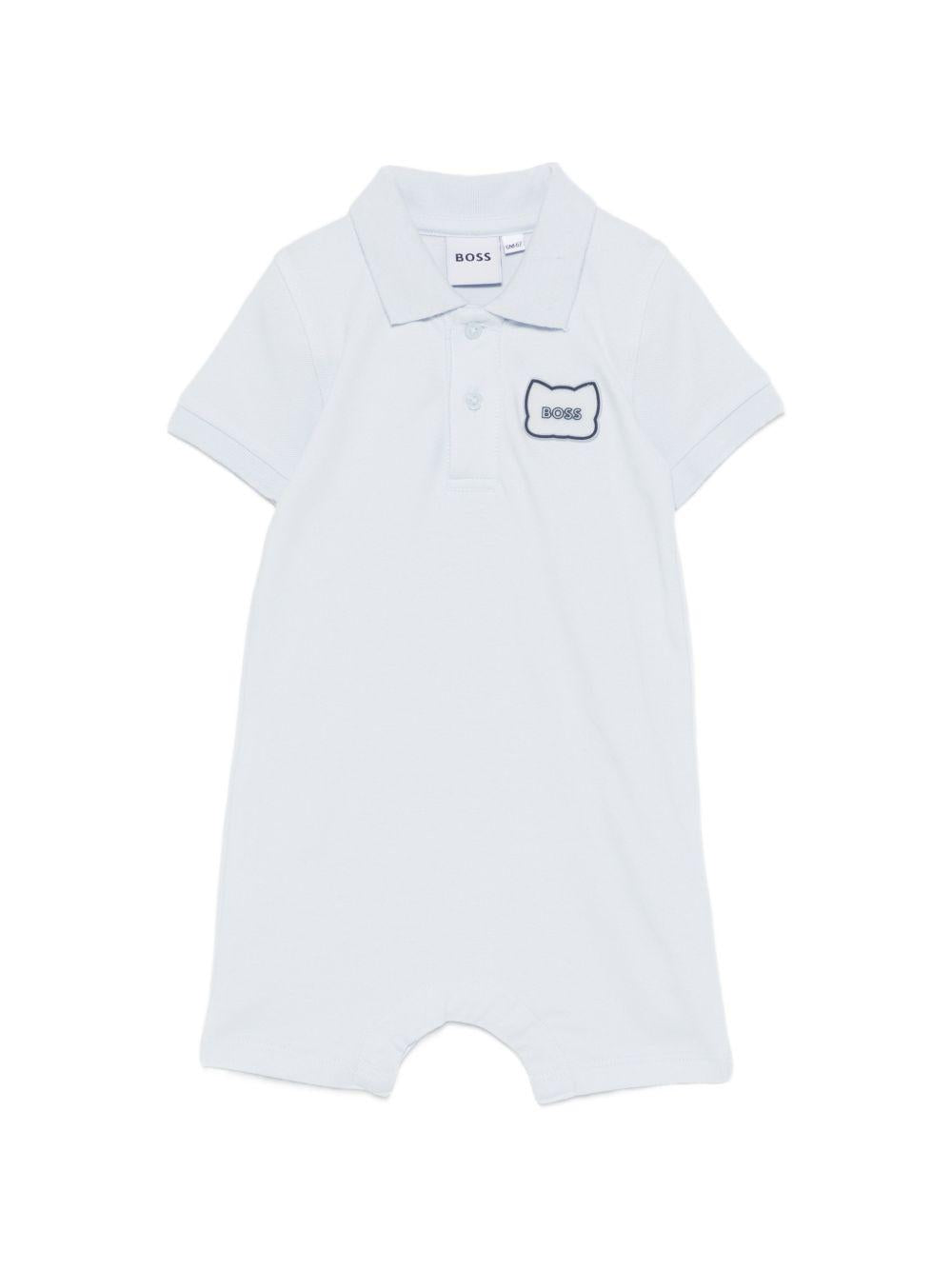 Tutina per neonato Boss Kids azzurra con dettaglio applicato J53033 771 BOSS KIDS