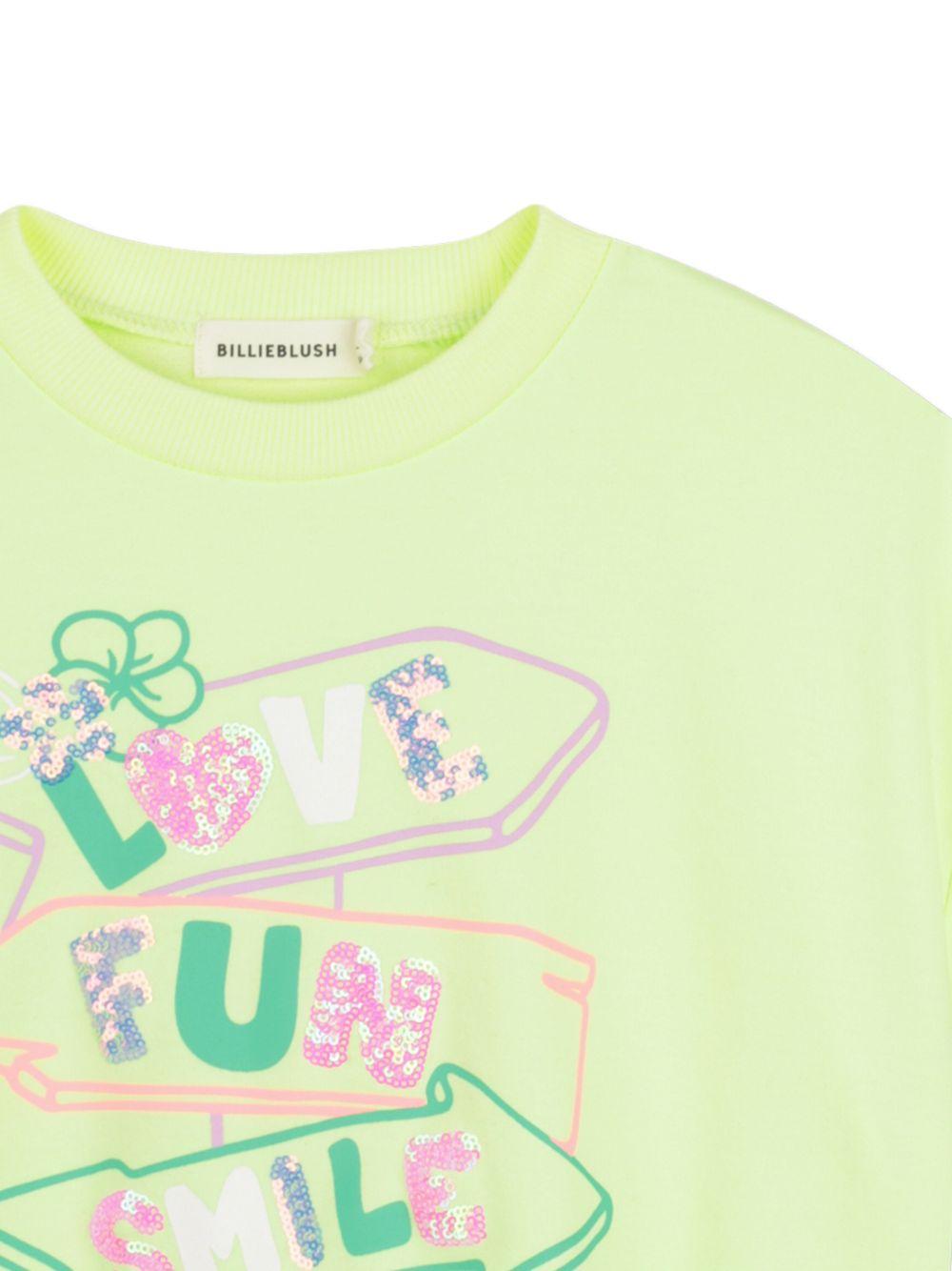 T-shirt per bambina Billieblush gialla con stampa grafica sul davanti U21926 552 BILLIEBLUSH