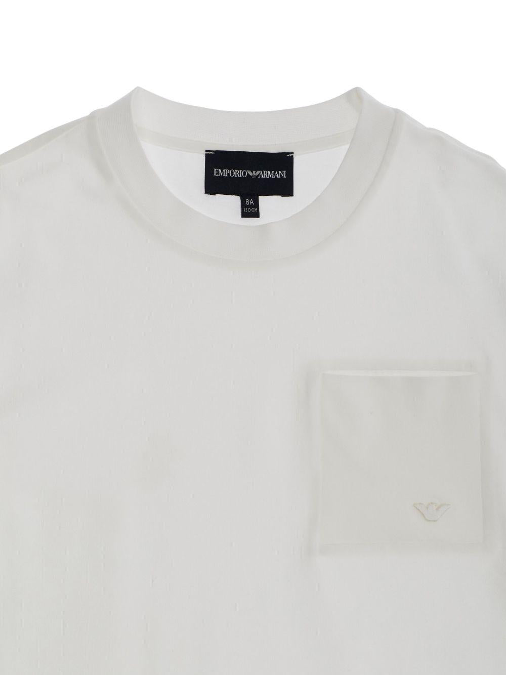 T-shirt per bambino Emporio Armani Kids bianca con tasca applicata sul petto EB001318 AF21808 U0003 EMPORIO ARMANI KIDS
