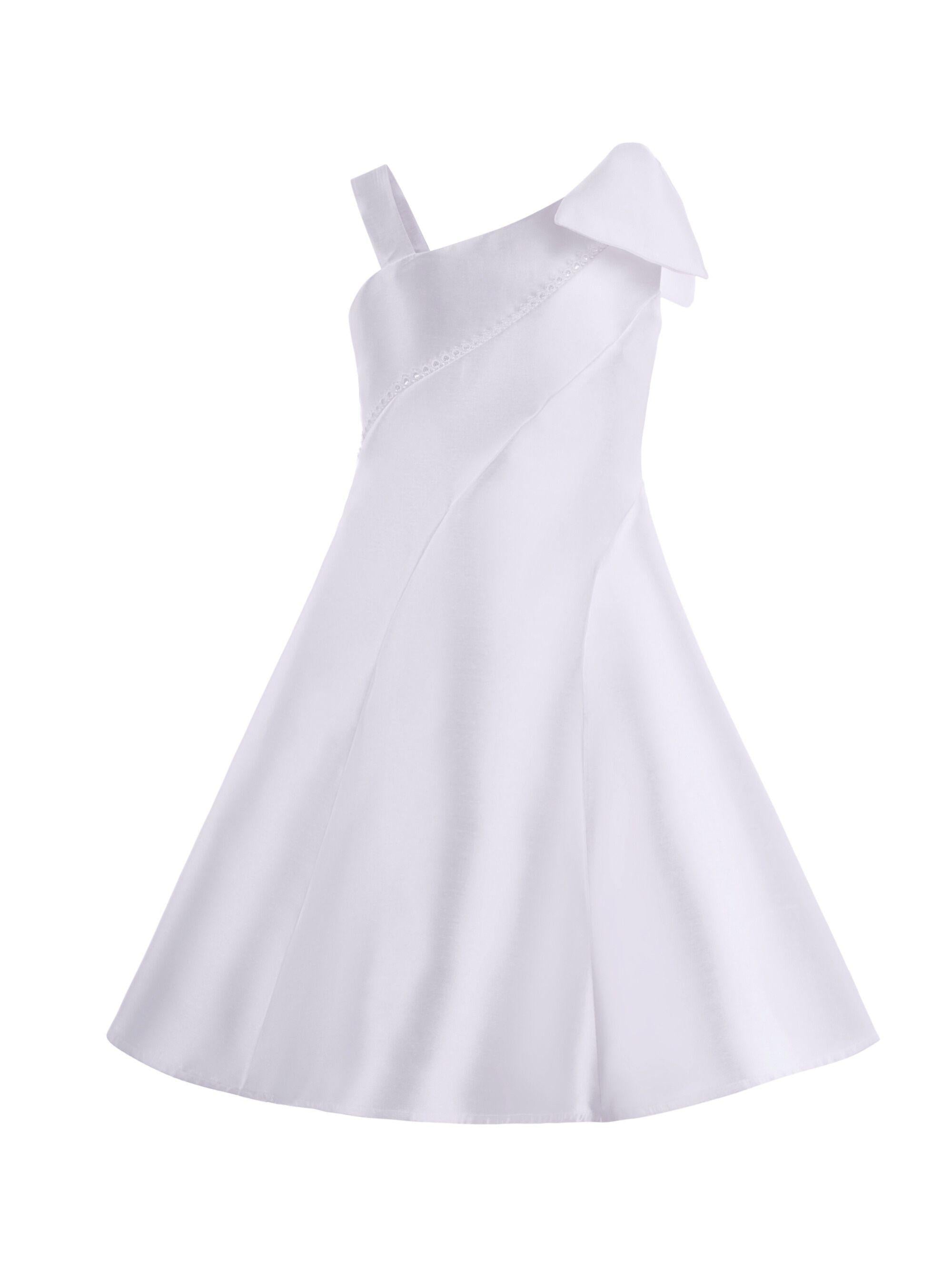 Abito per bambina Monnalisa bianco monospalla con fiocco 71G901 7304 0001 MONNALISA