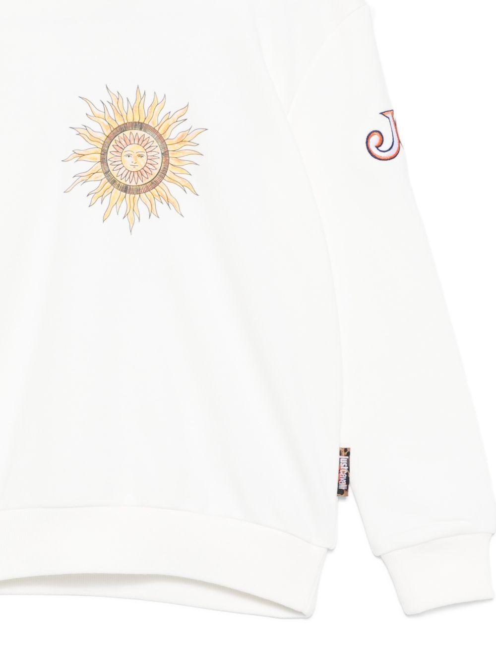 Felpa per bambino Just Cavalli Kids bianca con dettaglio sole JBP26073FE PRISTINE JUST CAVALLI KIDS