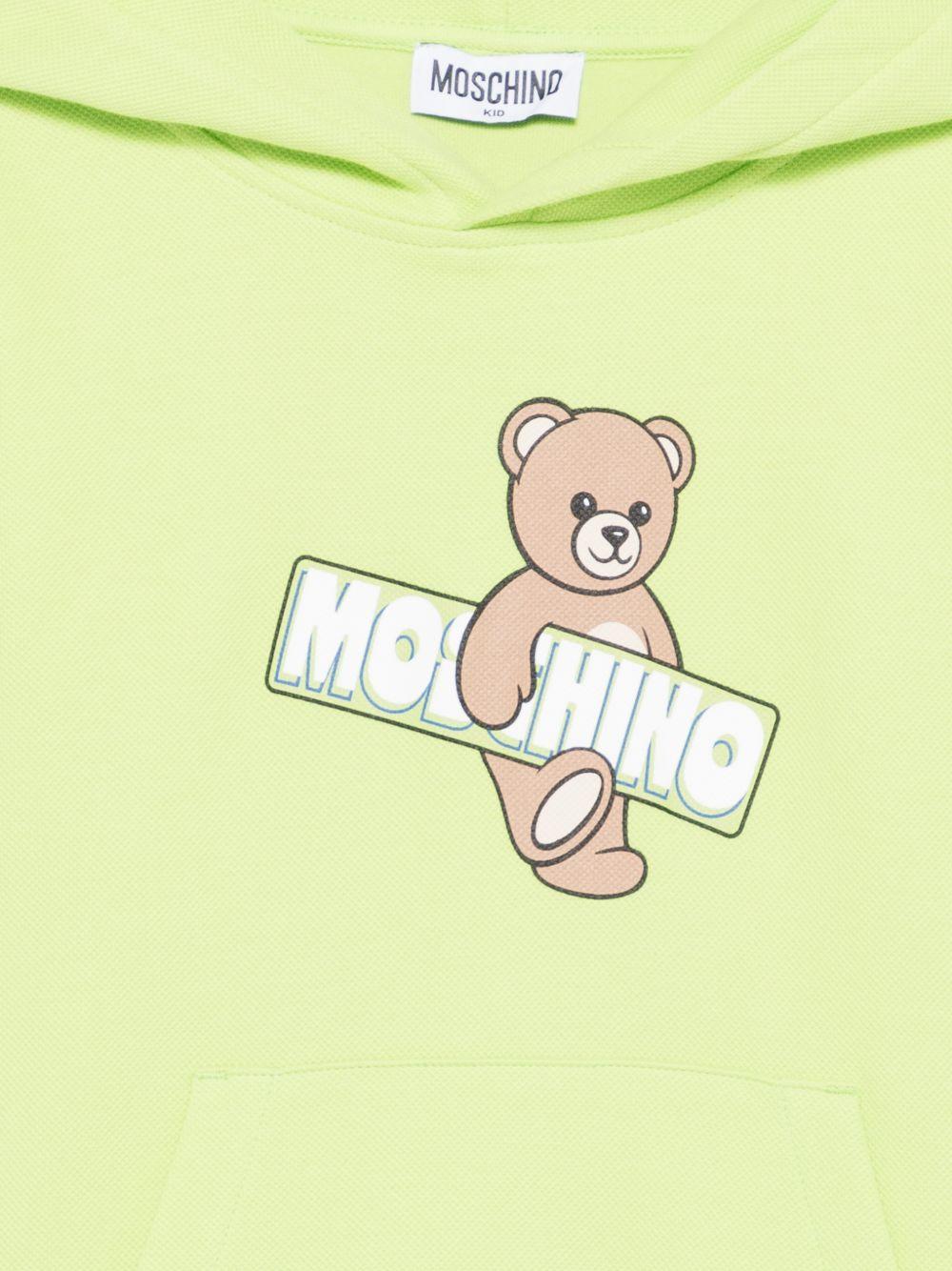 Felpa per bambini Moschino Kids verde con stampa Teddy Bear HUF09KLCA90 30355 MOSCHINO KIDS