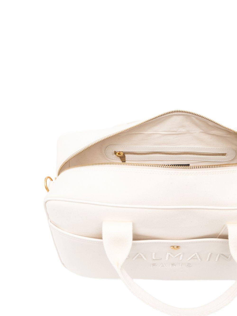 Borsa fasciatoio per neonati Balmain Kids bianca con logo ricamato BY0608 Z3829 102 BALMAIN KIDS