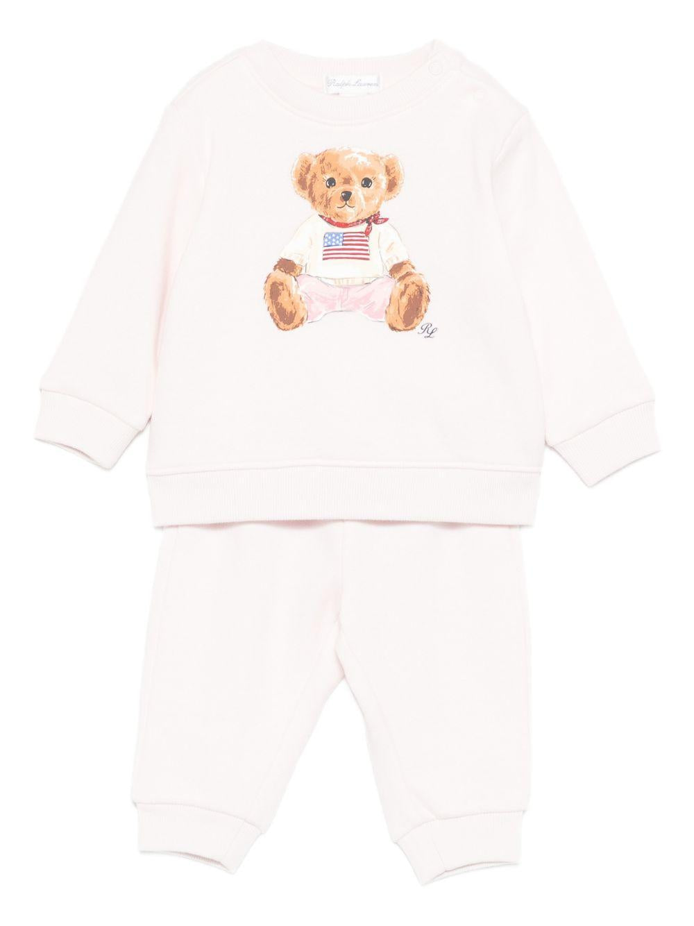 Set di maglia e pantaloni per neonata Polo Ralph Lauren Kids rosa con stampa grafica Teddy 310P02078 002 Ralph Lauren kids