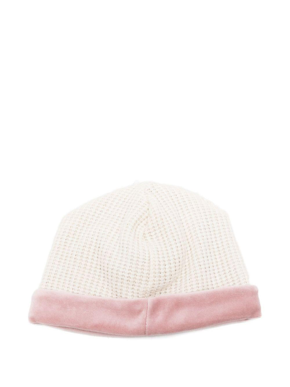 Berretto per neonata La Stupenderia bianco con decorazione rosa 1TBCP10 M20L23 LA STUPENDERIA