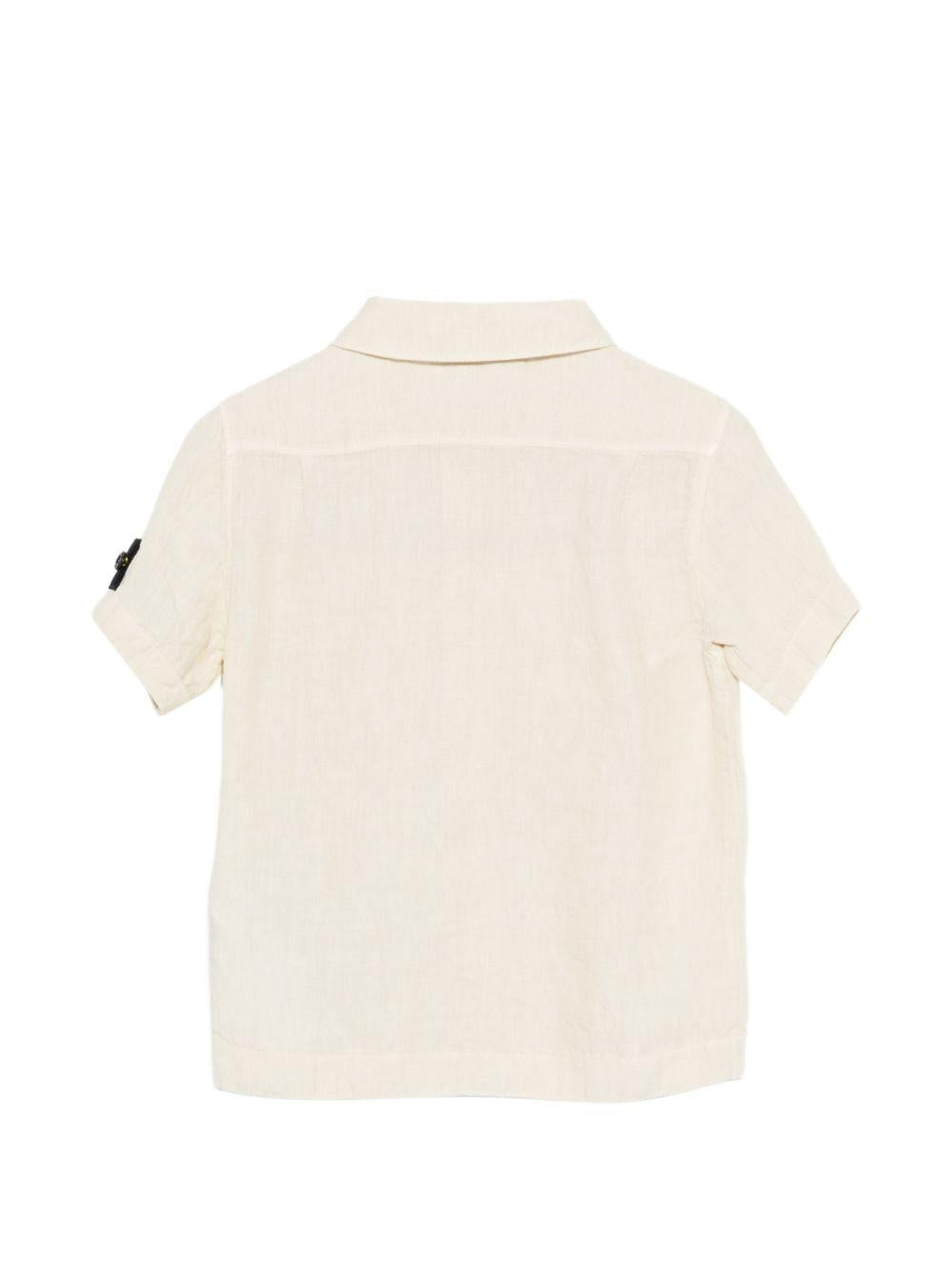 Camicia per bambino Stone Island Junior beige a maniche corte L1S161100001S0145 V0097 STONE ISLAND JUNIOR