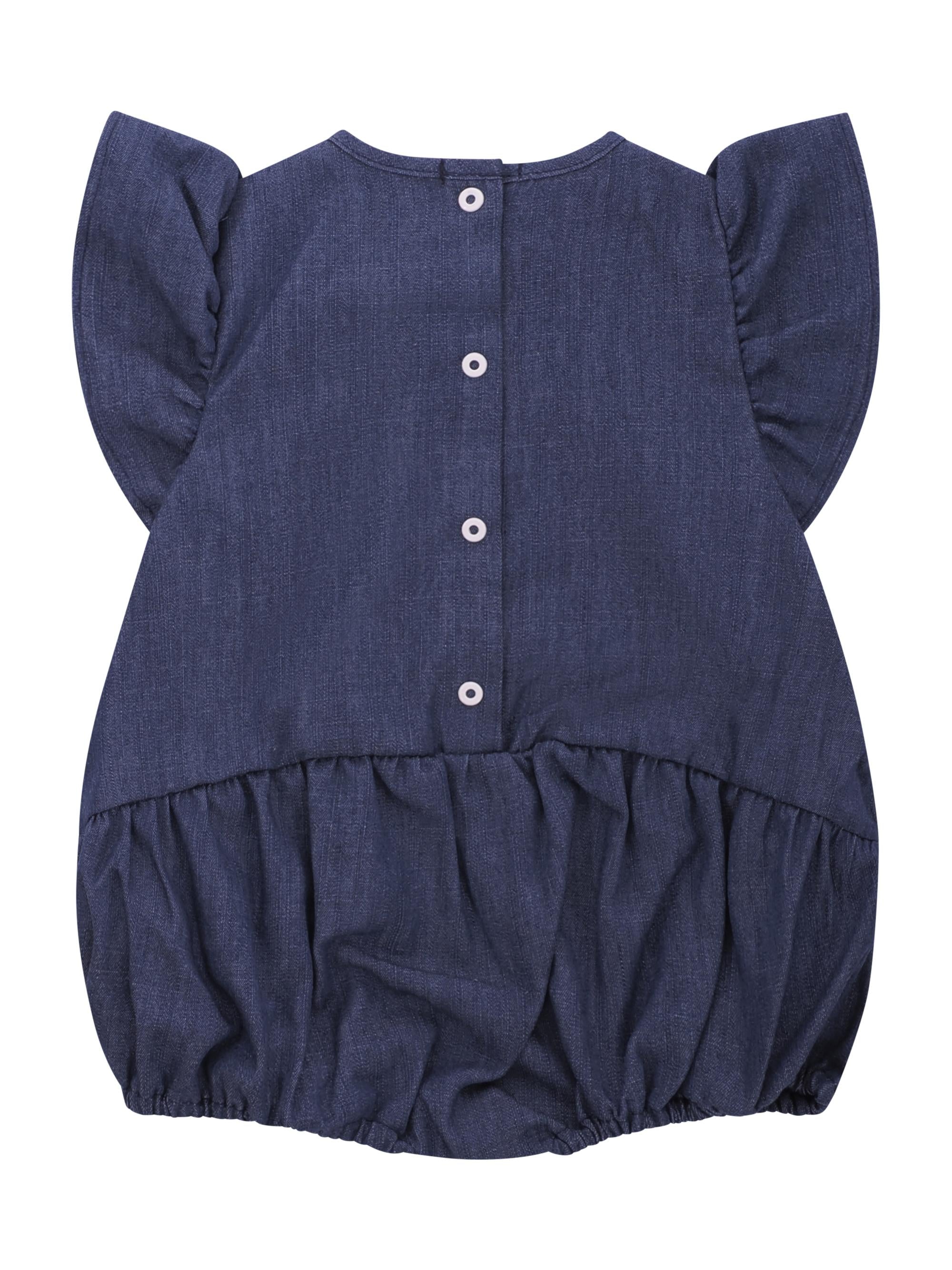 Tutina per neonata Balmain Kids denim con maniche a ruches BYA032 P0588 625 BALMAIN KIDS